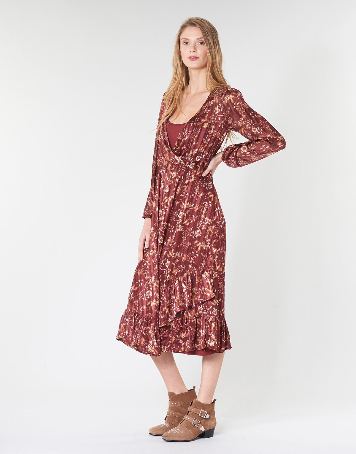 Abito lungo Donna Cream NILA Rosso