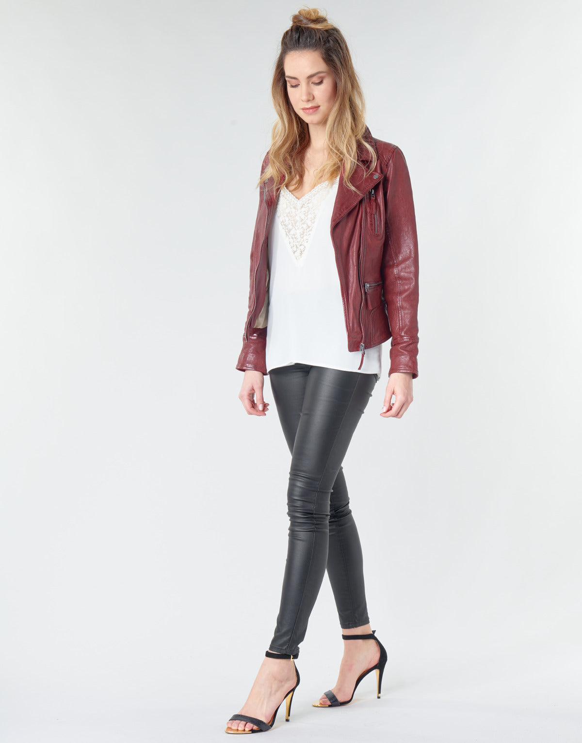 Giacca in pelle Donna Oakwood CAMERA Rosso