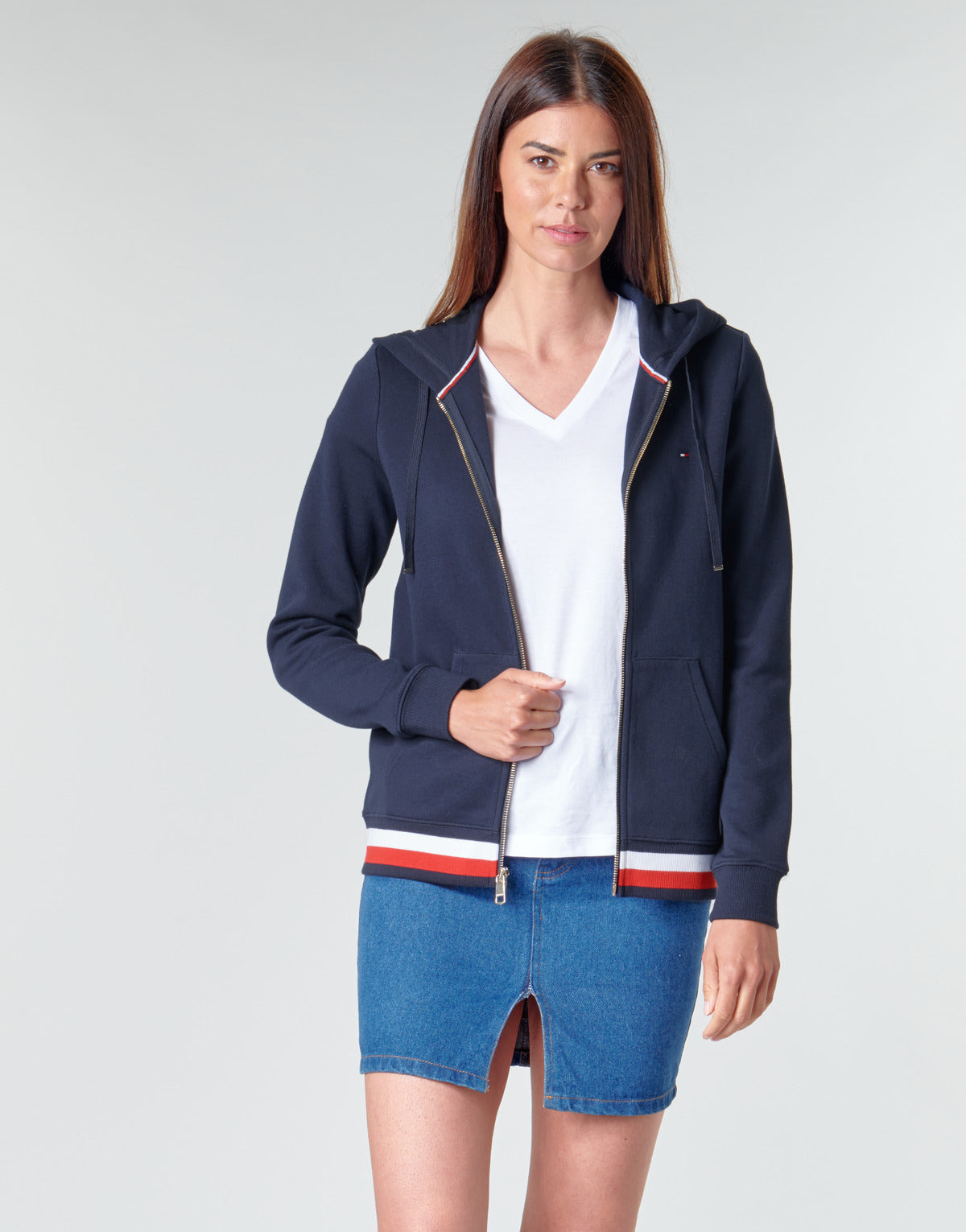Felpa Donna Tommy Hilfiger HERITAGE ZIP THROUGH HOODIE Blu