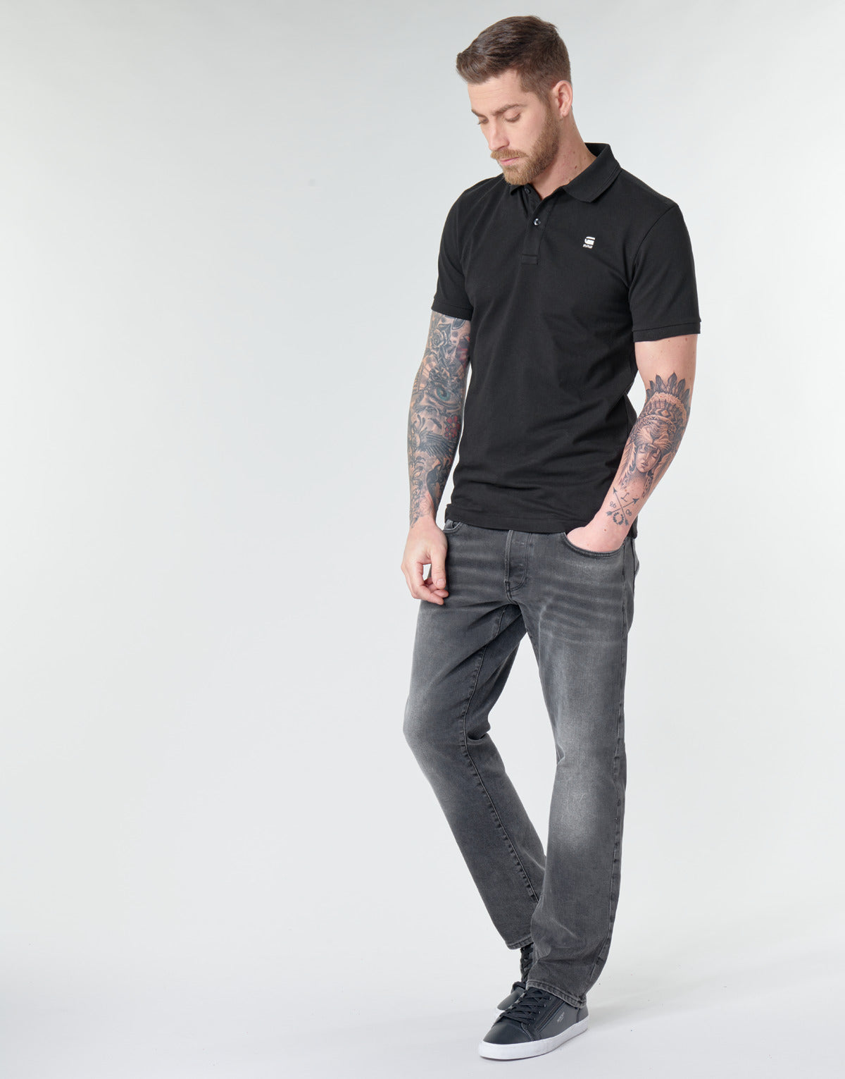 Polo Uomo G-Star Raw DUNDA SLIM POLO SS Nero