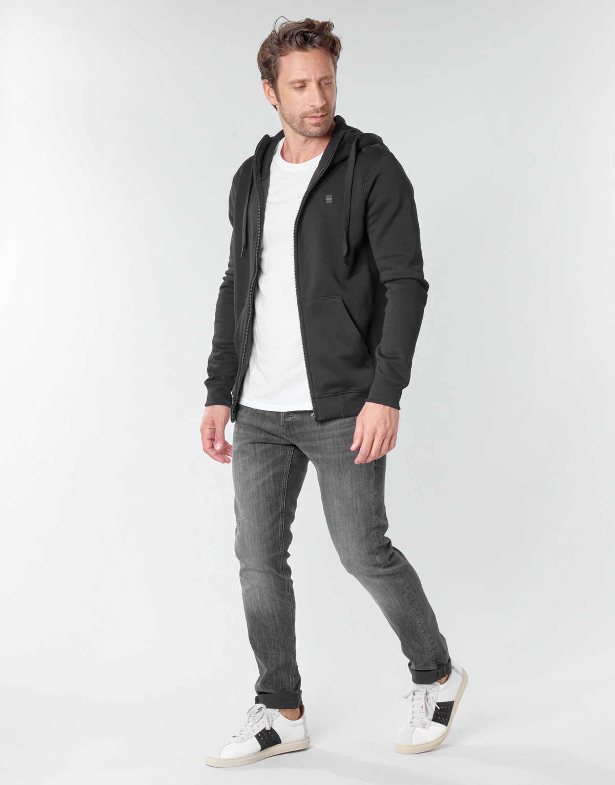 Felpa Uomo G-Star Raw PREMIUM CORE HDD ZIP SW LS Nero