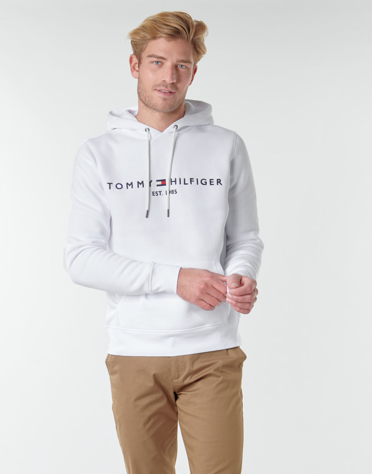Felpa Uomo Tommy Hilfiger TOMMY LOGO HOODY Bianco