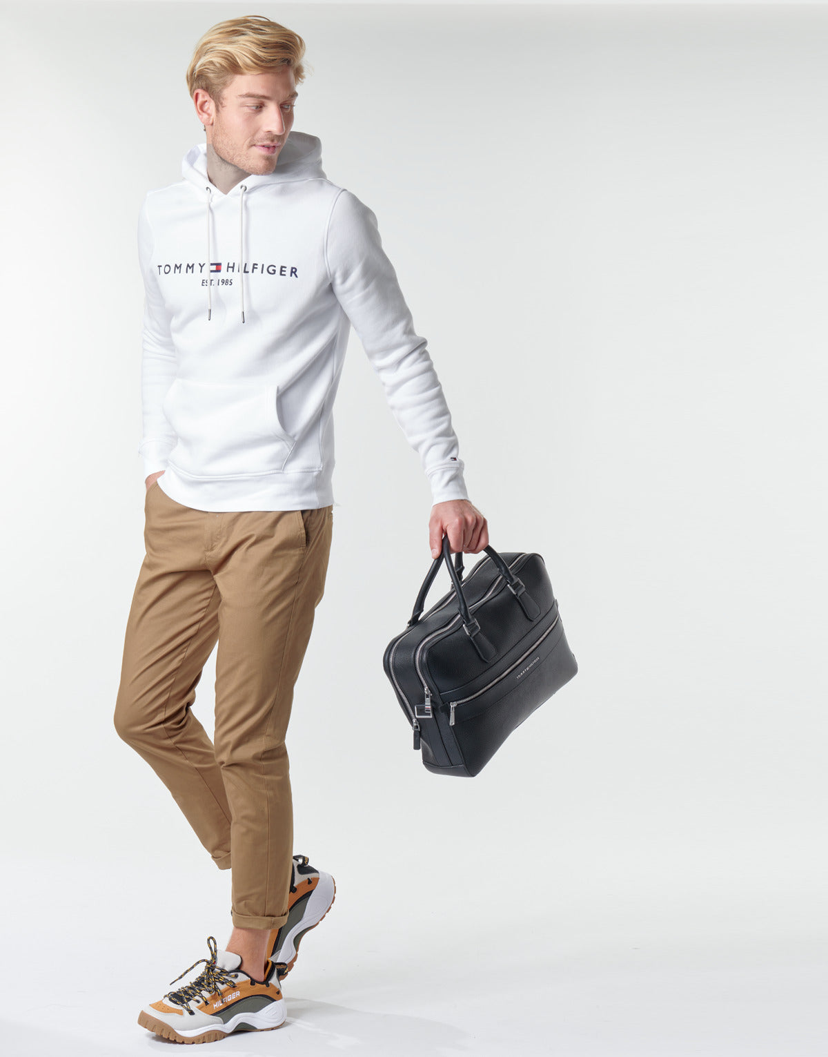 Felpa Uomo Tommy Hilfiger TOMMY LOGO HOODY Bianco