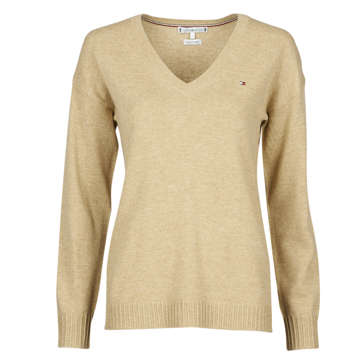 Maglione Donna Tommy Hilfiger SP WOOL CASHMERE V-NK SWEATER LS Marrone