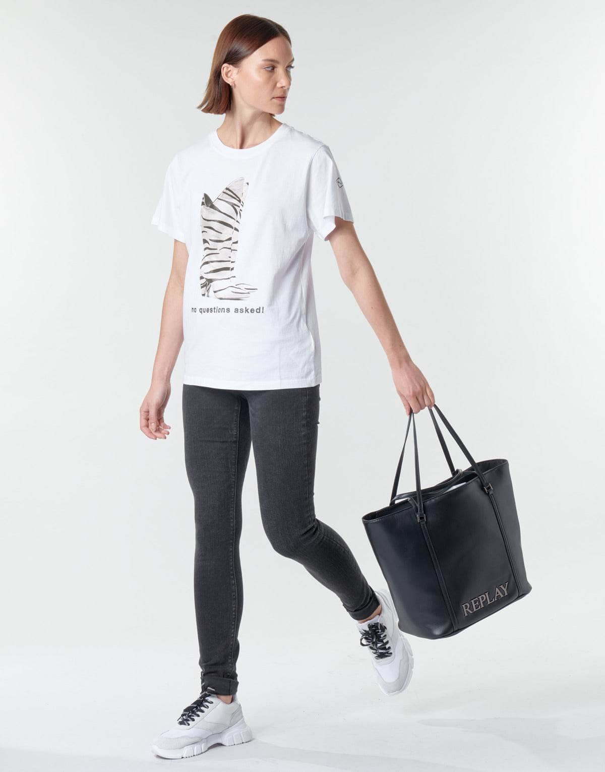 T-shirt Donna Replay W3509D Bianco