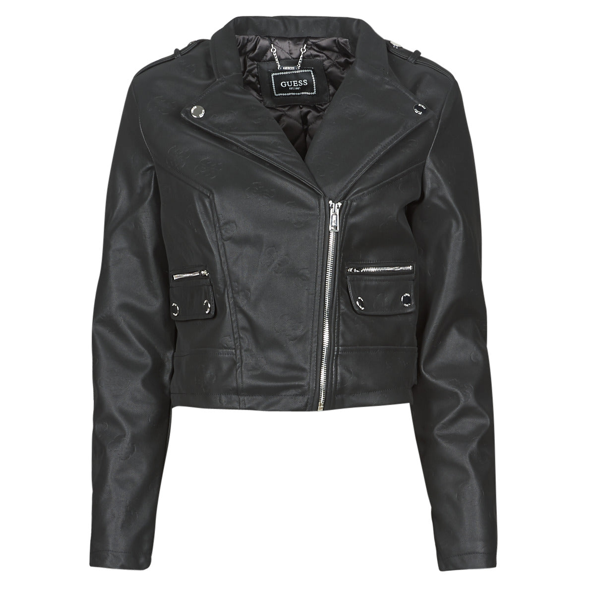 Giacca in pelle Donna Guess FRANCES JACKET Nero