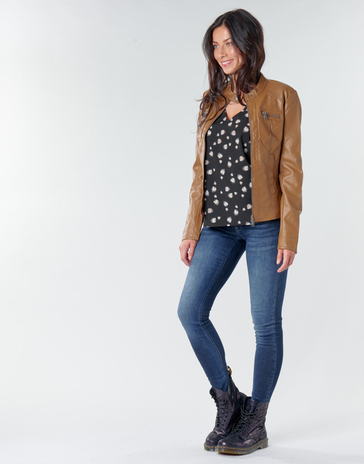 Giacca in pelle Donna Only ONLBANDIT Marrone