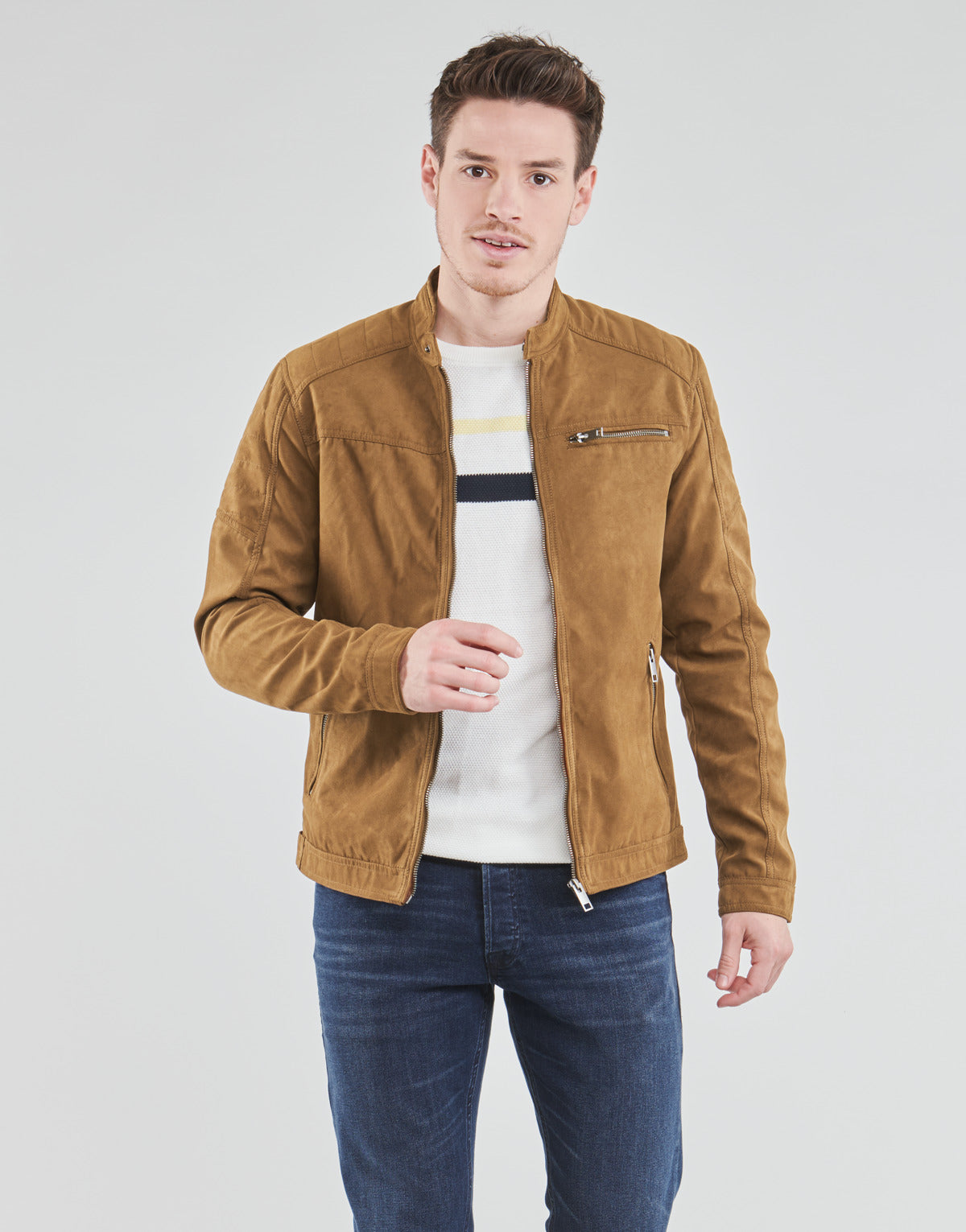 Giacca in pelle Uomo Jack & Jones  JJEROCKY  Marrone