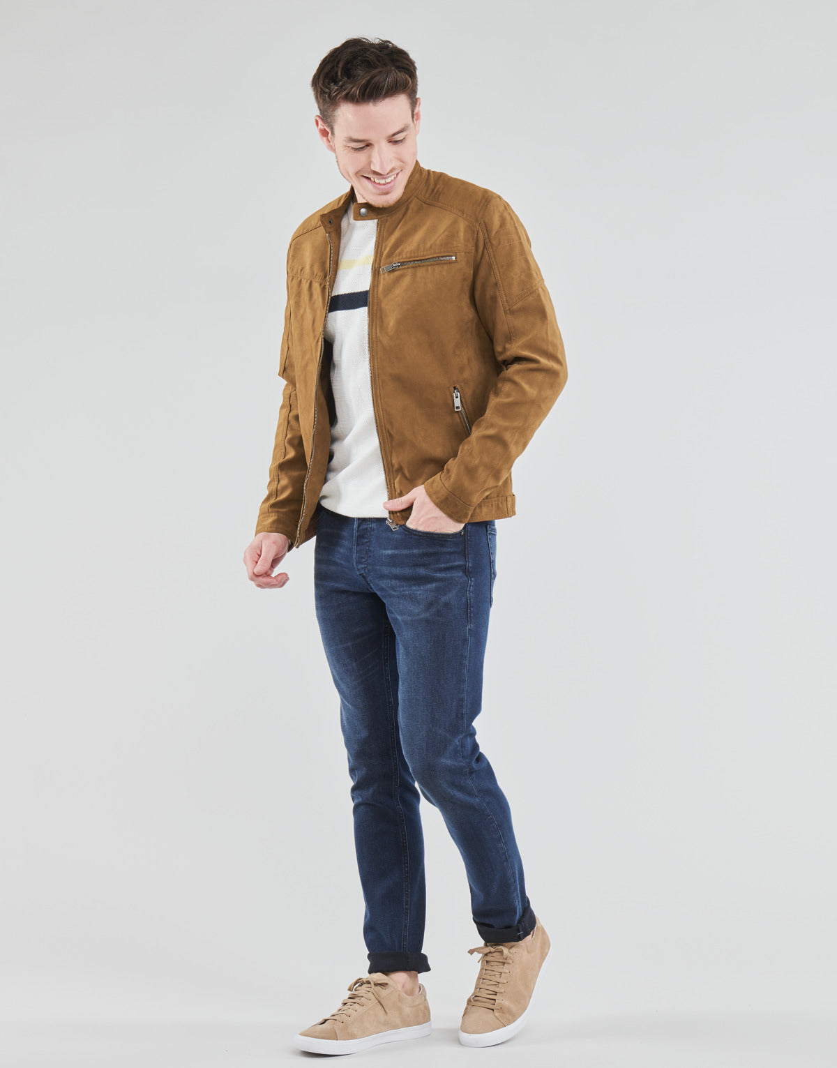 Giacca in pelle Uomo Jack & Jones  JJEROCKY  Marrone