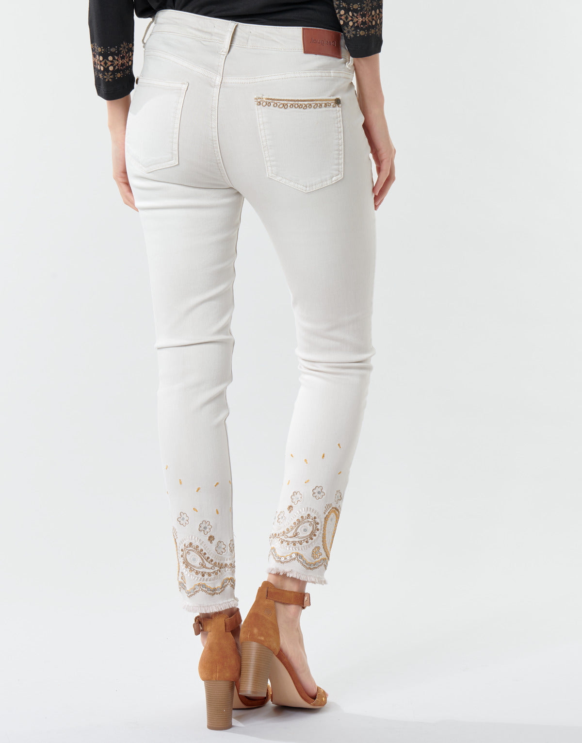 Jeans Slim Donna Desigual PAISLEY Bianco