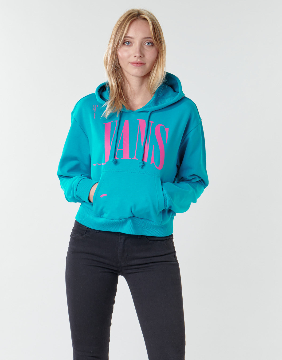 Felpa Donna Vans WM KAYE CROP HOODIE Blu