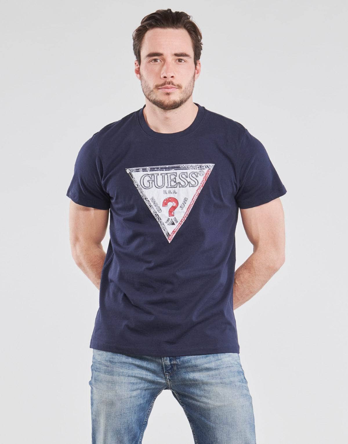 T-shirt Uomo Guess TRIESLEY CN SS TEE Blu