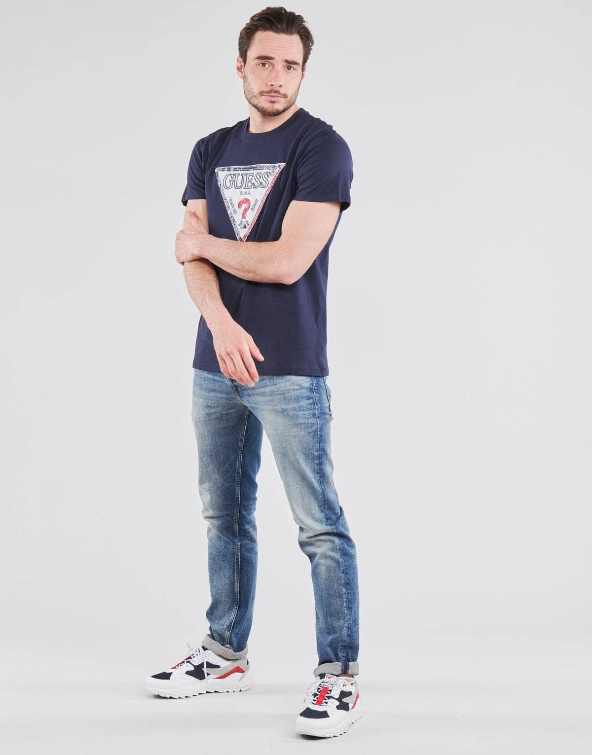 T-shirt Uomo Guess TRIESLEY CN SS TEE Blu