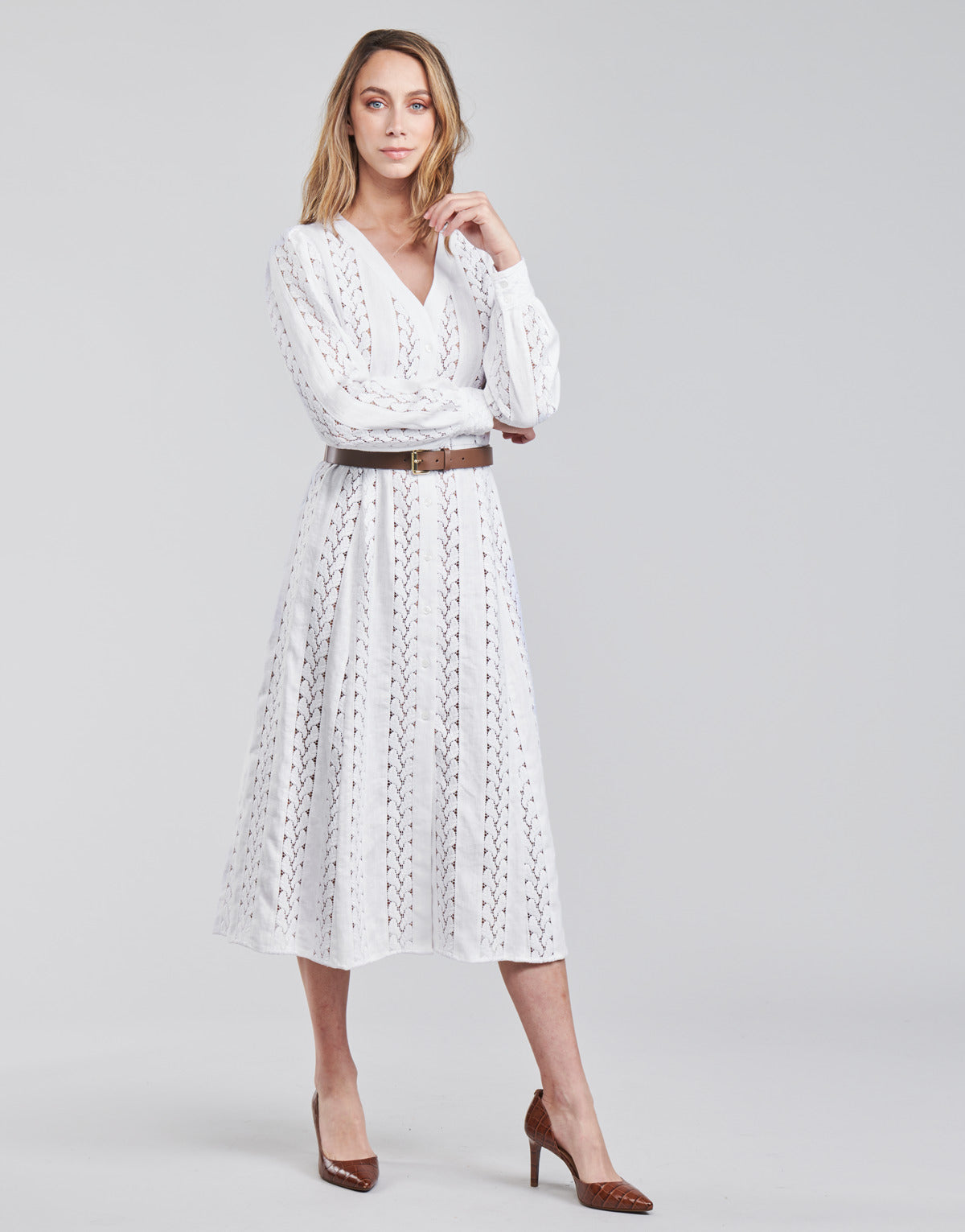 Abito lungo Donna MICHAEL Michael Kors ROPE STRIPES HEMP DS Bianco