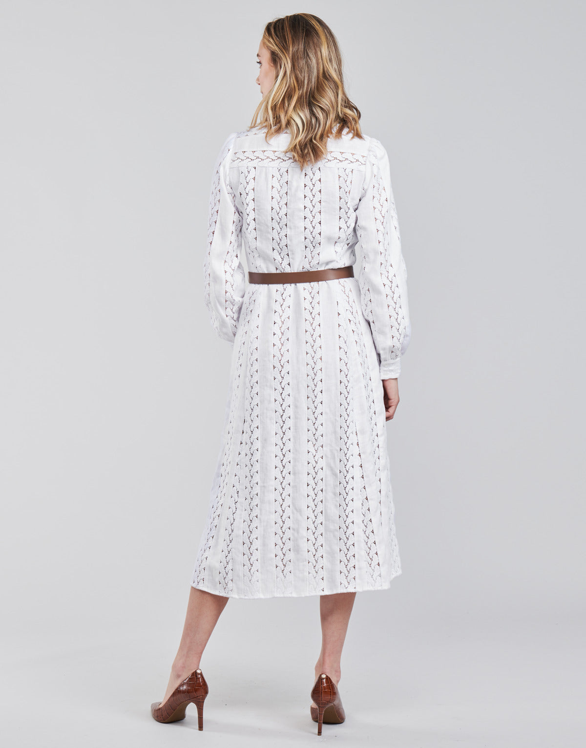 Abito lungo Donna MICHAEL Michael Kors ROPE STRIPES HEMP DS Bianco