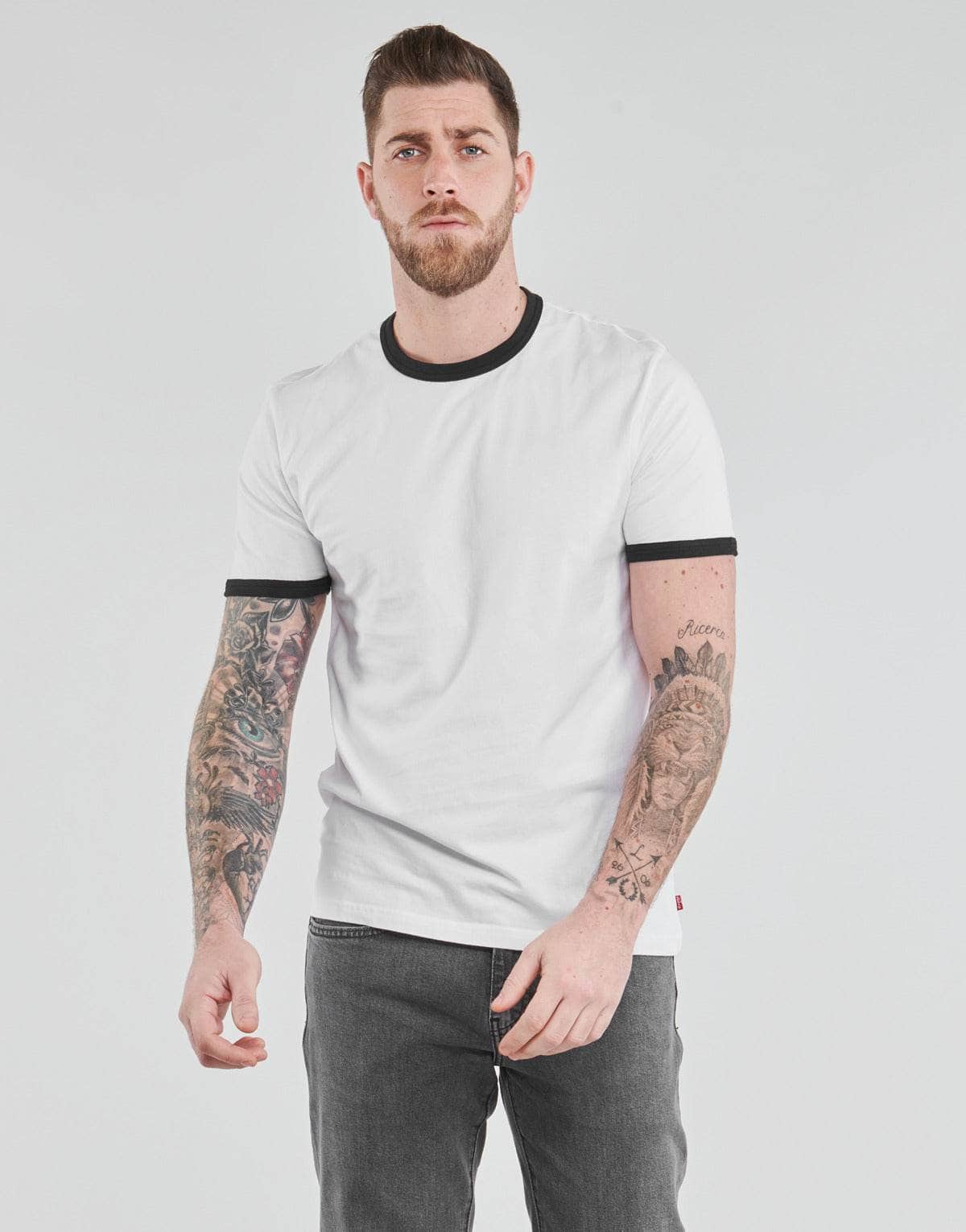 T-shirt Uomo Levis SS RINGER TEE Bianco