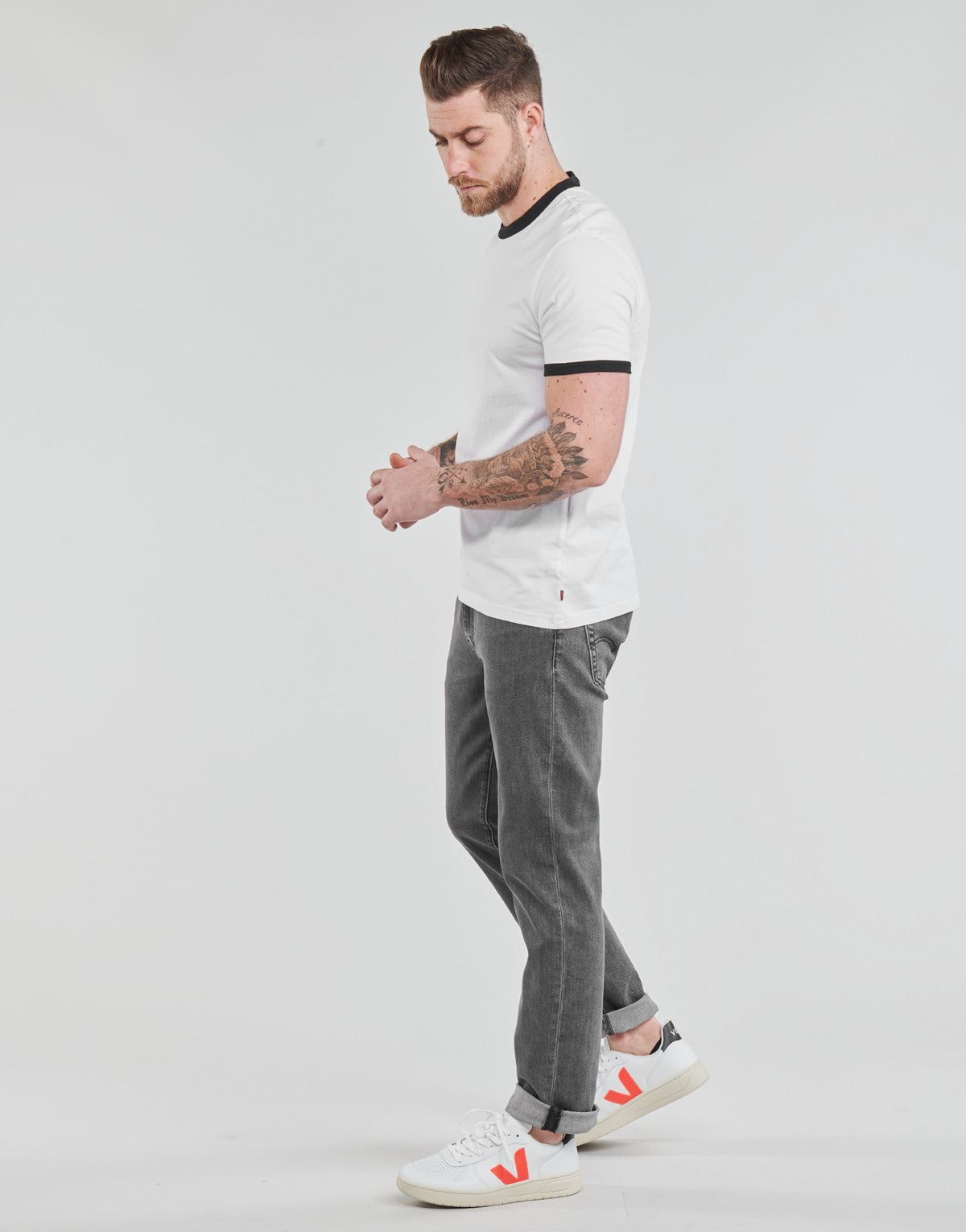 T-shirt Uomo Levis SS RINGER TEE Bianco