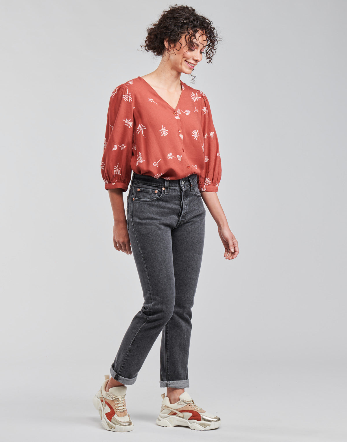 Jeans boyfriend Donna Levis 501 CROP Nero