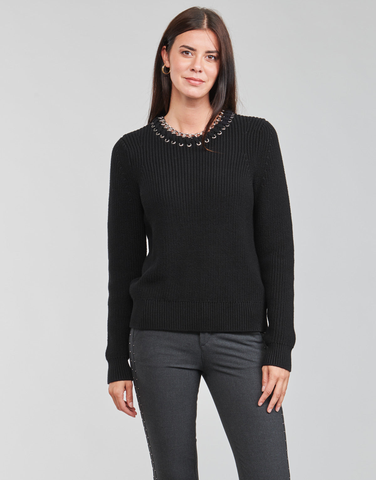 Maglione Donna MICHAEL Michael Kors CHAIN NK SWEATER Nero