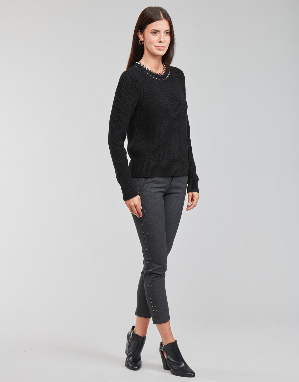 Maglione Donna MICHAEL Michael Kors CHAIN NK SWEATER Nero