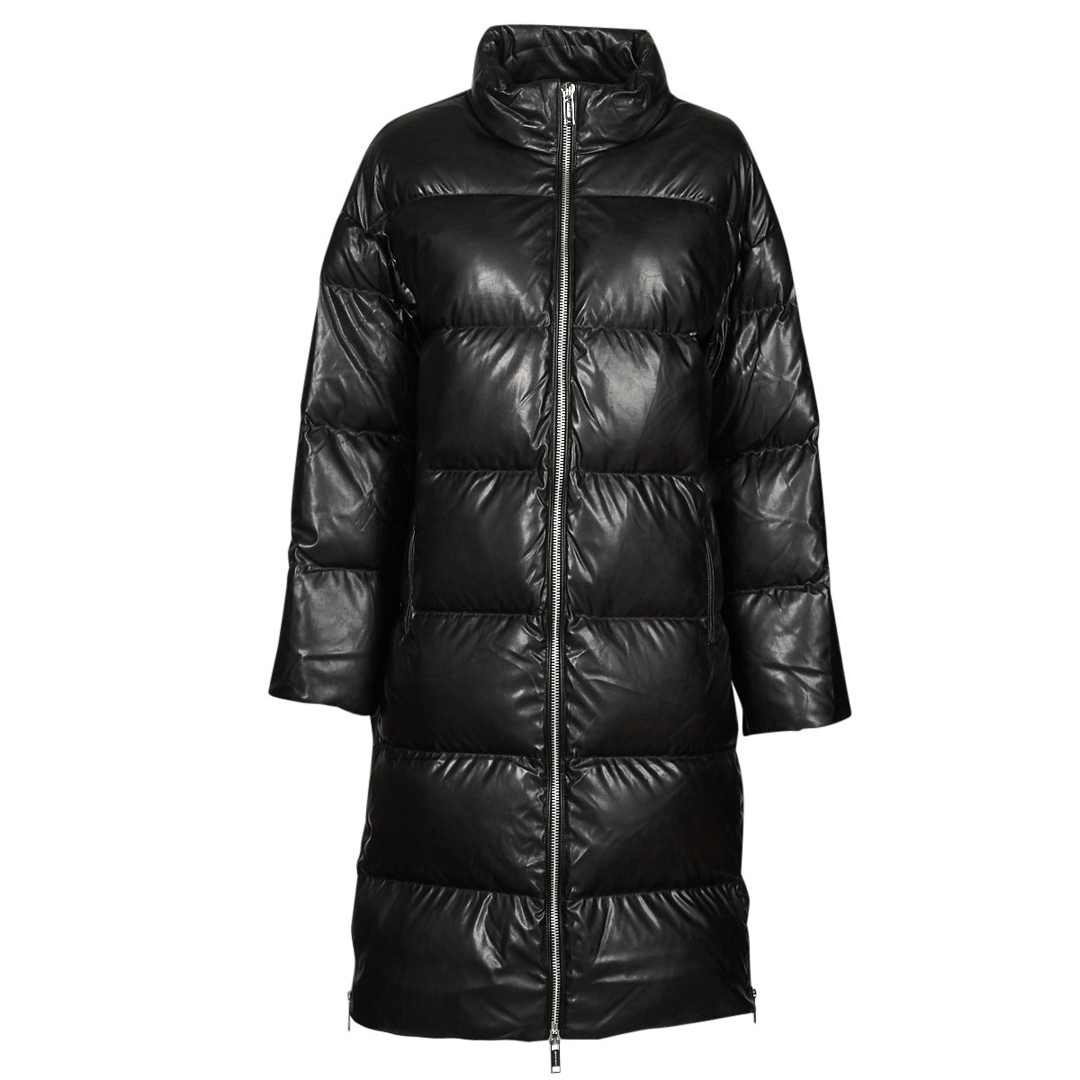 Piumino Donna MICHAEL Michael Kors LONG FAUX LTHR PUFFER Nero