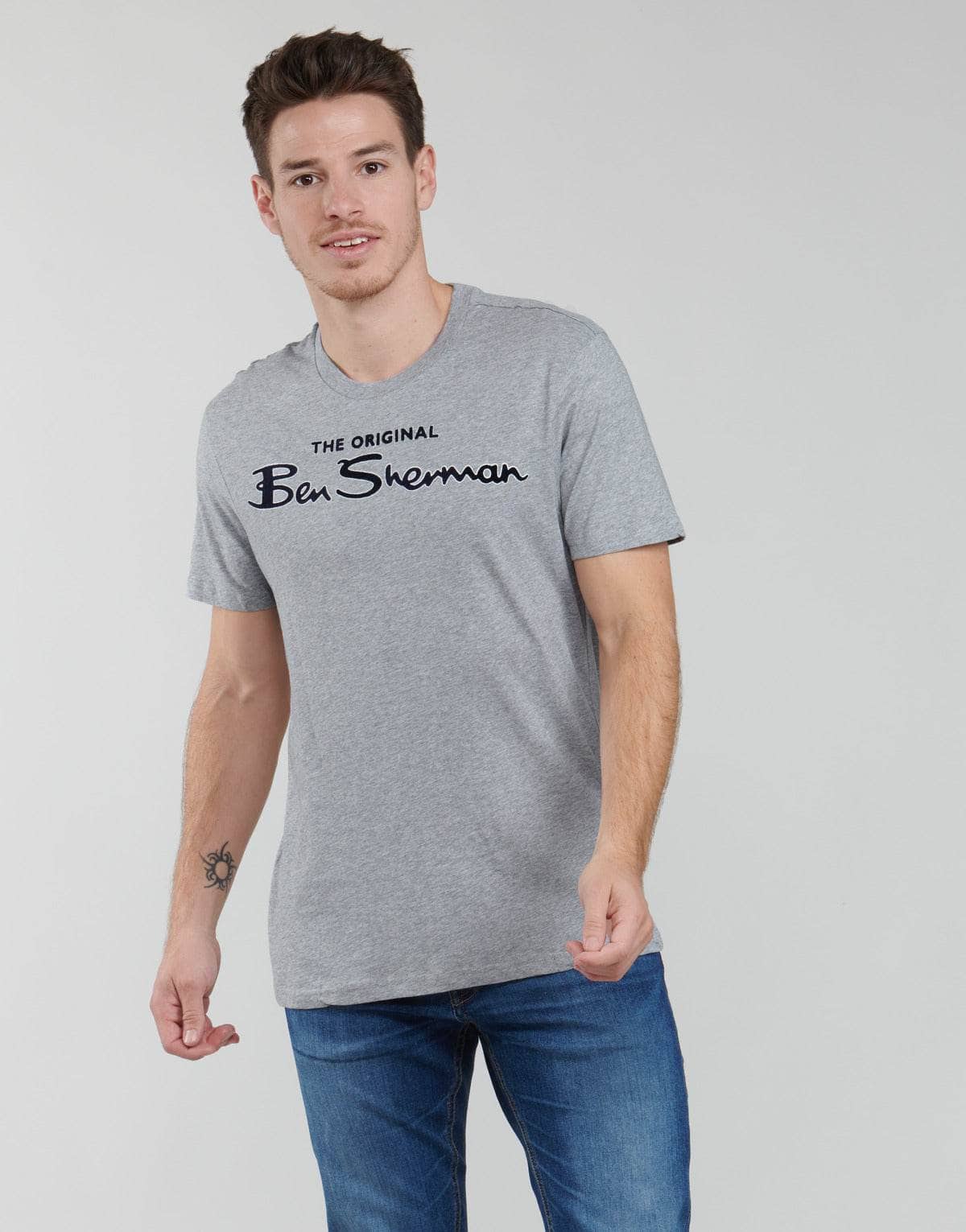 T-shirt Uomo Ben Sherman SIGNATURE FLOCK TEE Grigio