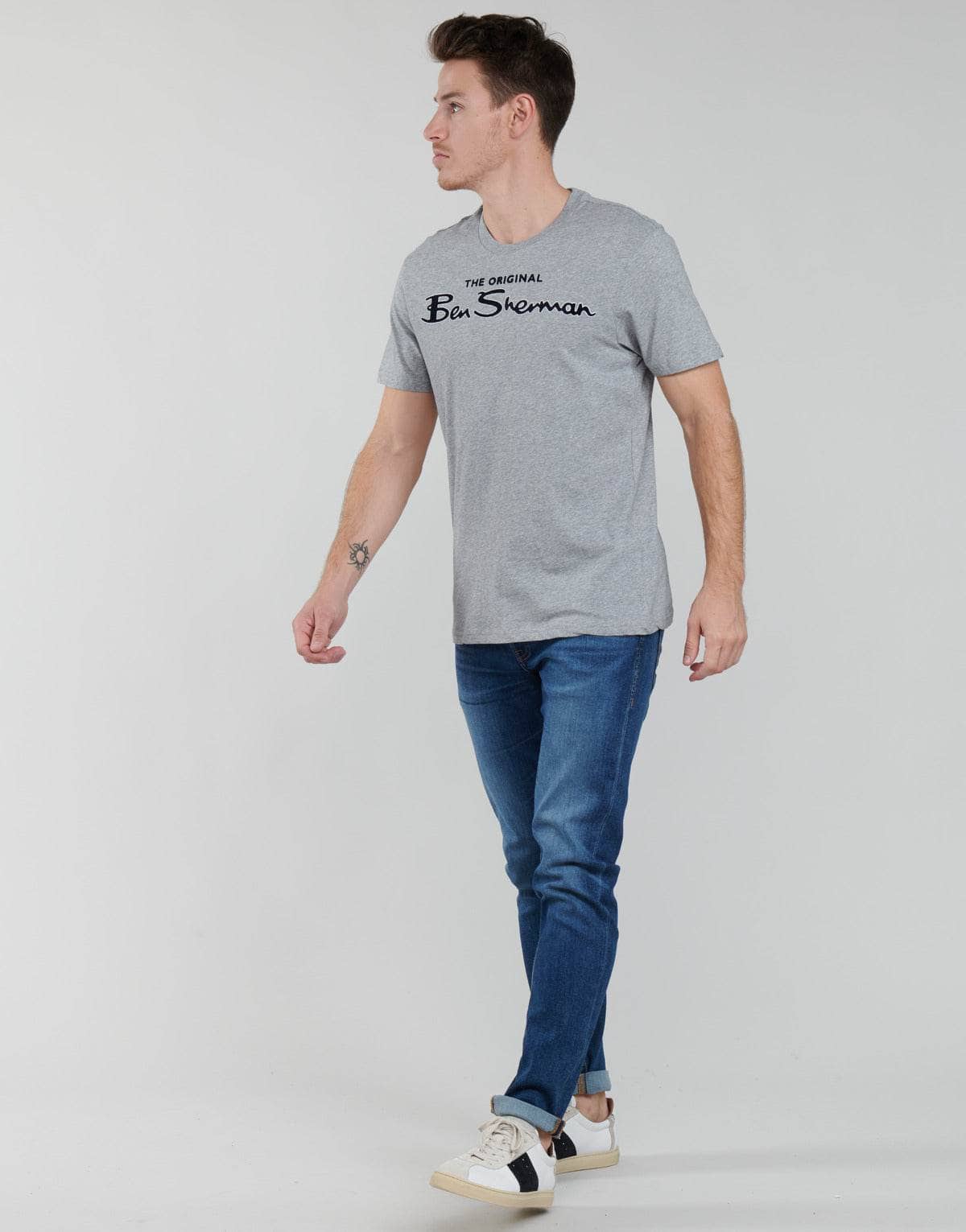 T-shirt Uomo Ben Sherman SIGNATURE FLOCK TEE Grigio