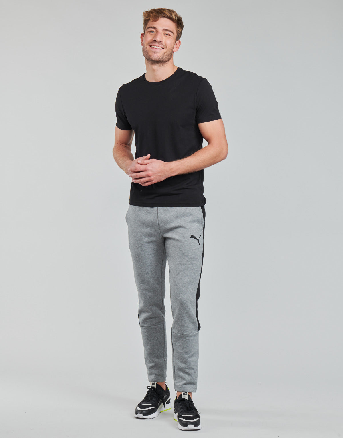 Pantaloni Sportivi Uomo Puma EVOSTRIPE CORE FZ PANT Grigio
