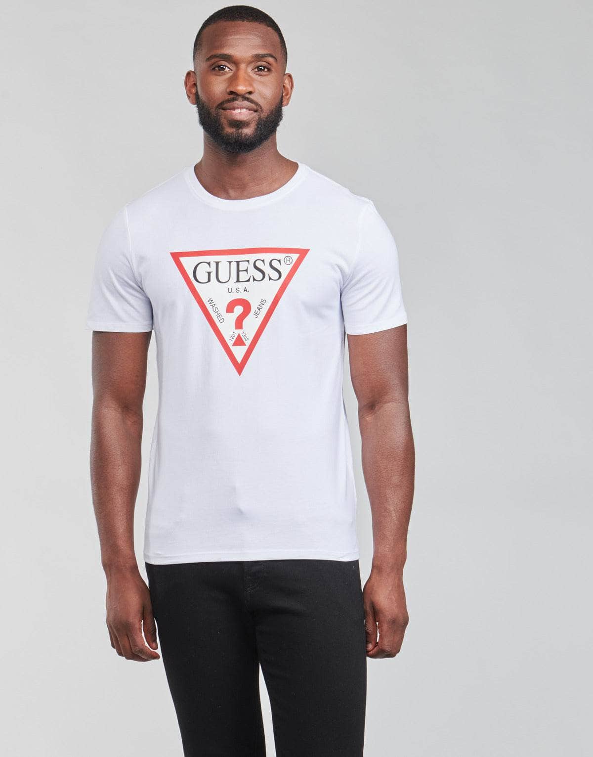 T-shirt Uomo Guess CN SS ORIGINAL LOGO TEE Bianco