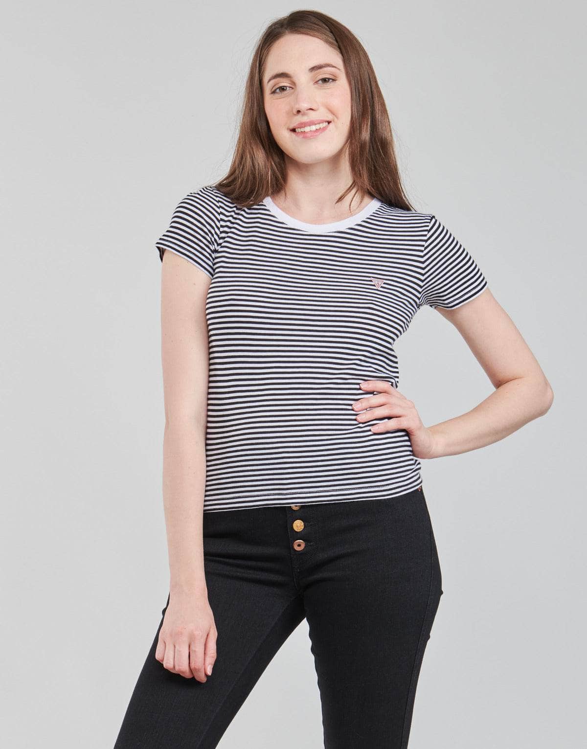 T-shirt Donna Guess ES SS GUESS LOGO BABY TEE Nero