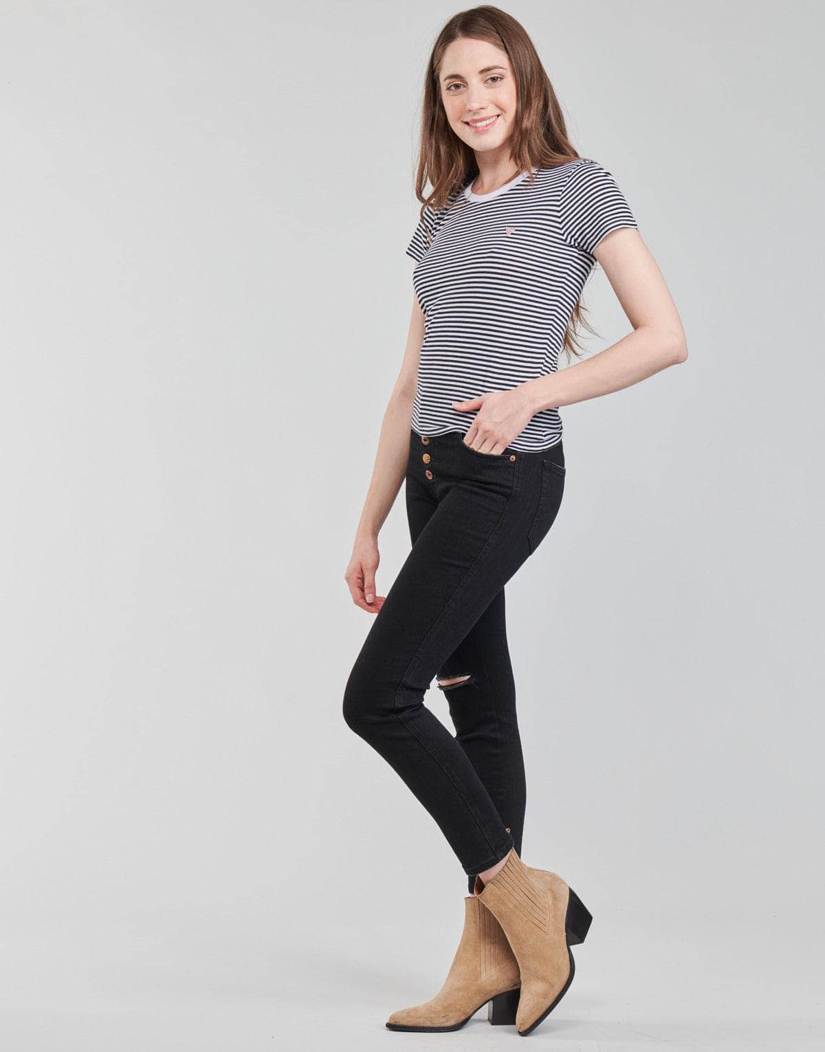 T-shirt Donna Guess ES SS GUESS LOGO BABY TEE Nero