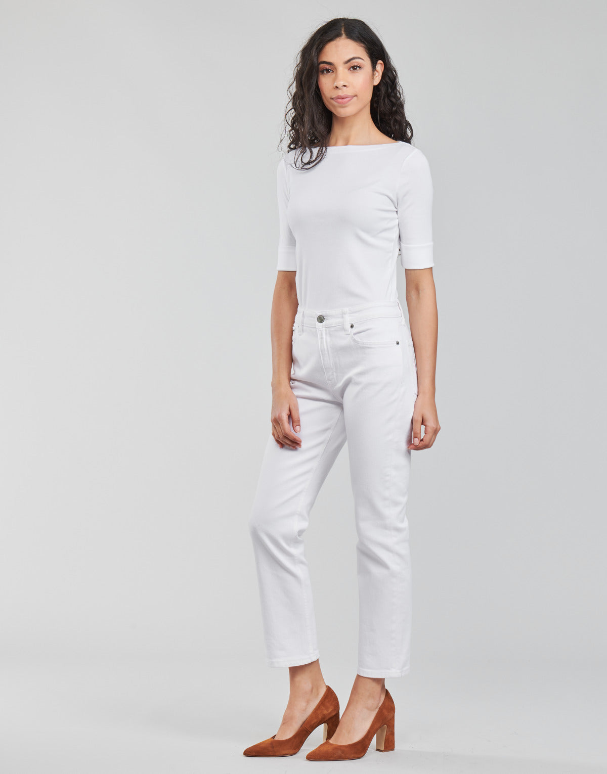 T-shirt Donna Lauren Ralph Lauren JUDY-ELBOW SLEEVE-KNIT Bianco