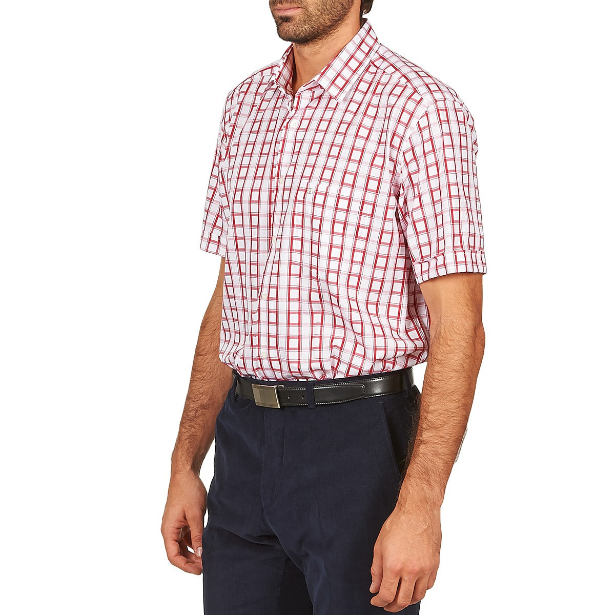 Camicia a maniche corte Uomo Pierre Cardin CH MC CARREAU GRAPHIQUE Bianco