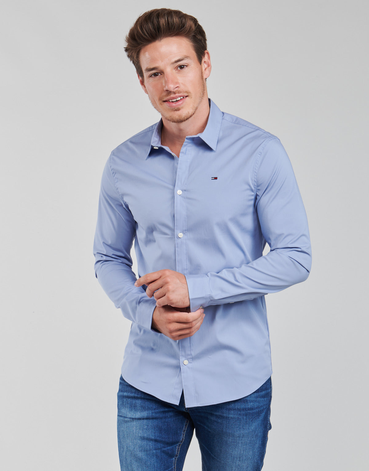 Camicia a maniche lunghe Uomo Tommy Jeans TJM ORIGINAL STRETCH SHIRT Blu