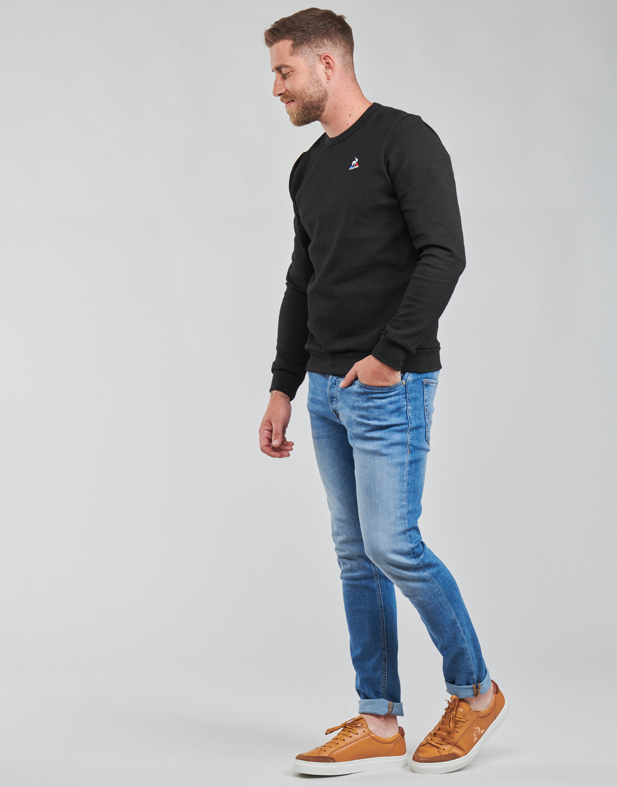 Felpa Uomo Le Coq Sportif ESS CREW SWEAT N°4 M Nero