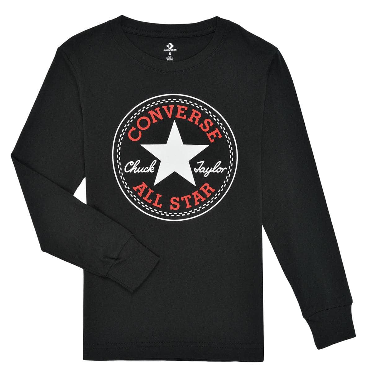 T-shirts a maniche lunghe ragazzo Converse CHUCK PATCH LONG SLEEVE TEE Nero