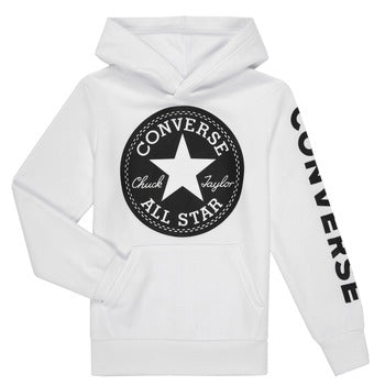Felpa ragazzo Converse  SIGNATURE CHUCK PATCH PULLOVER HOODIE  Bianco