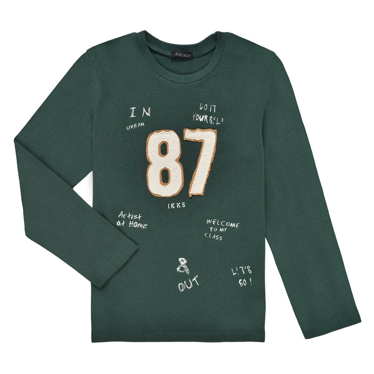 T-shirts a maniche lunghe ragazzo Ikks TOMETTE Kaki