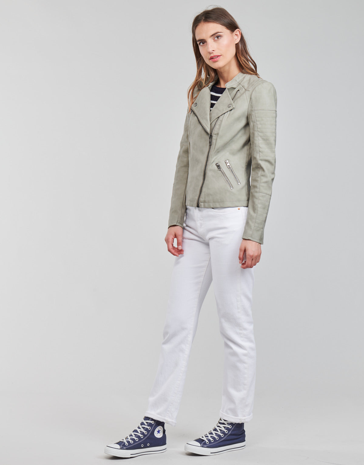 Giacca in pelle Donna Only ONLAVA Grigio