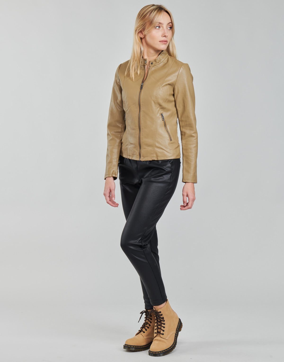 Giacca in pelle Donna Only ONLMELISA Beige