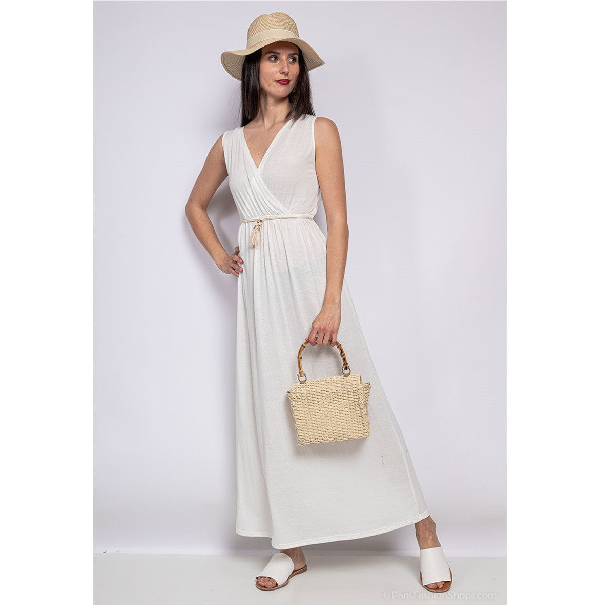 Abito lungo Donna Fashion brands  18657-BLANC  Bianco