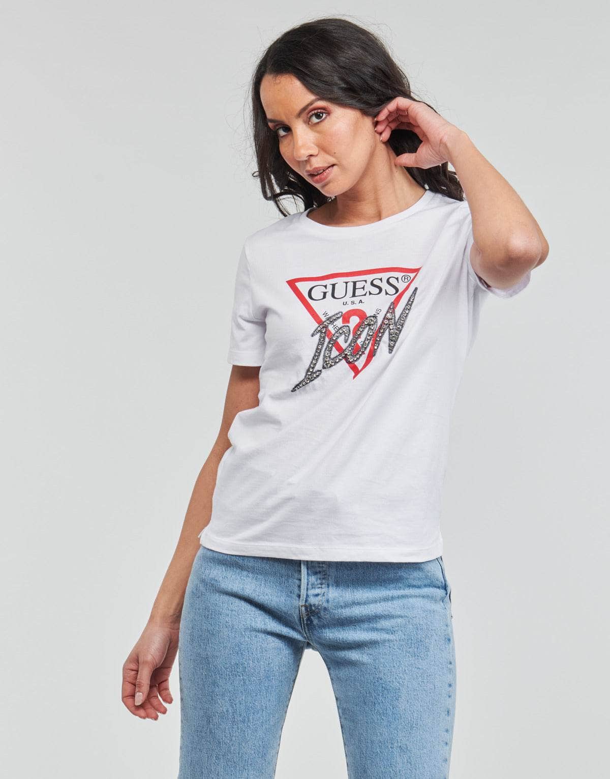 T-shirt Donna Guess SS CN ICON TEE Bianco