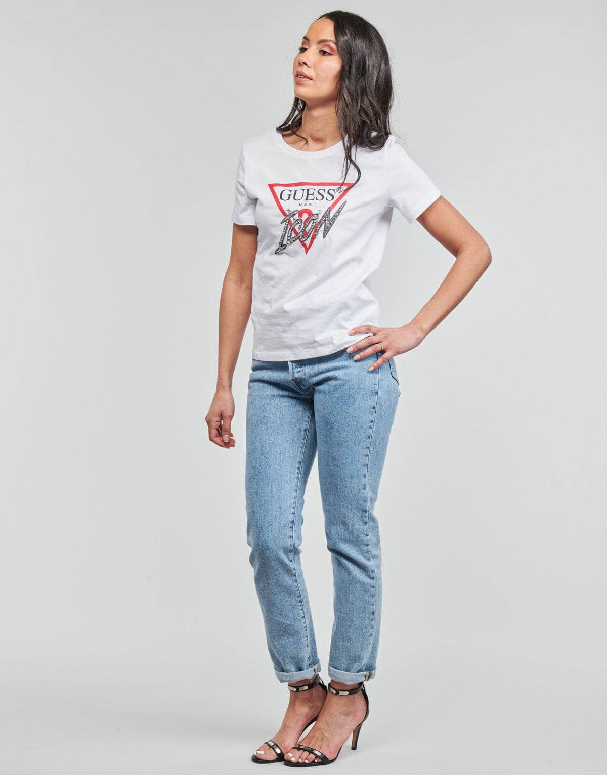 T-shirt Donna Guess SS CN ICON TEE Bianco