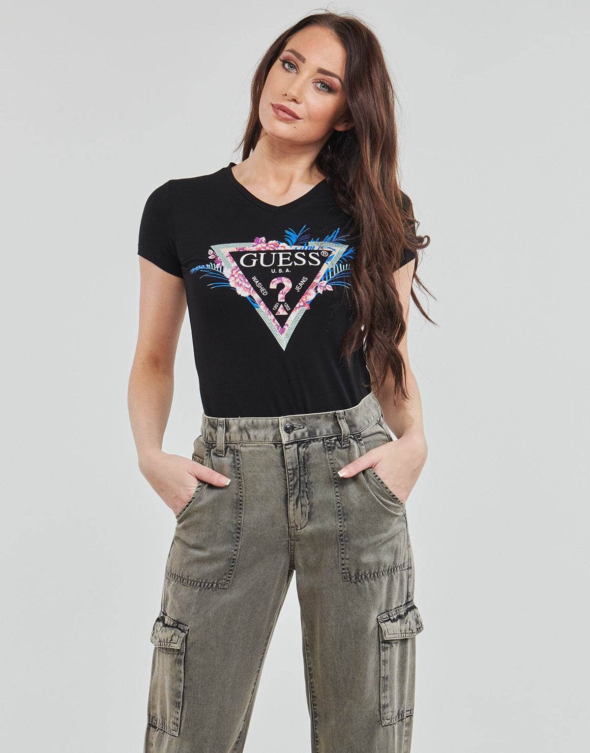 T-shirt Donna Guess SS VN KATHE TEE Nero