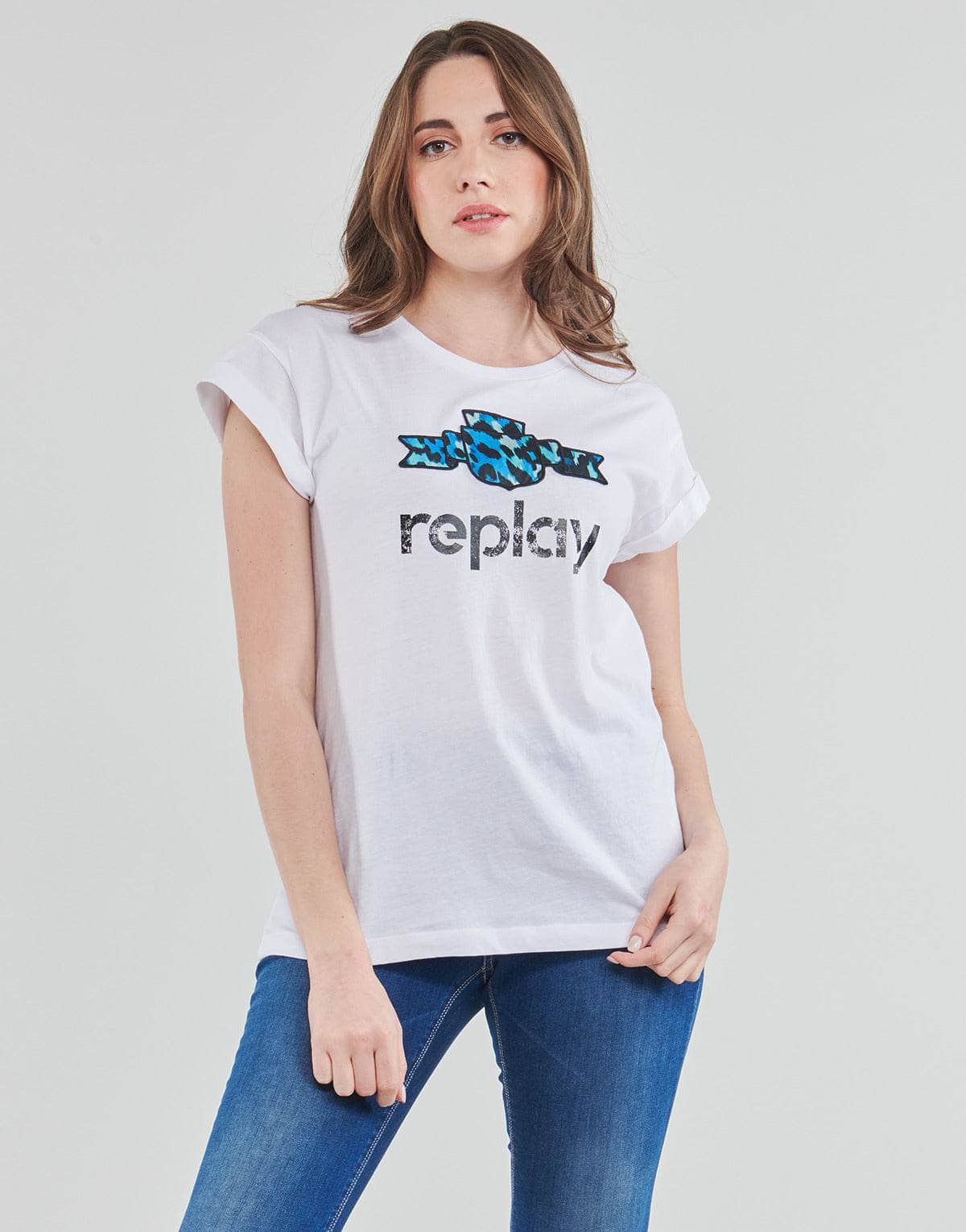T-shirt Donna Replay W3525A Bianco