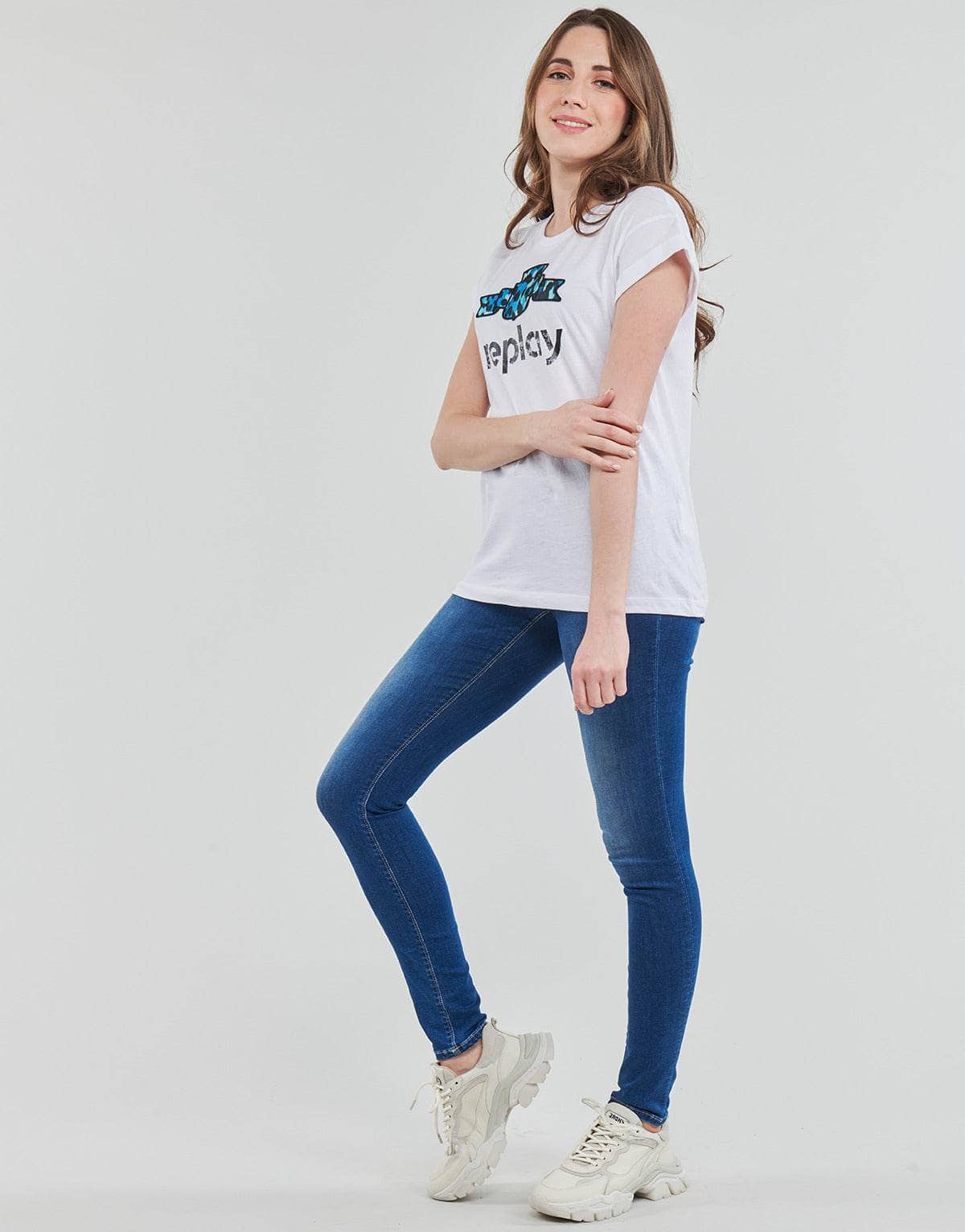 T-shirt Donna Replay W3525A Bianco