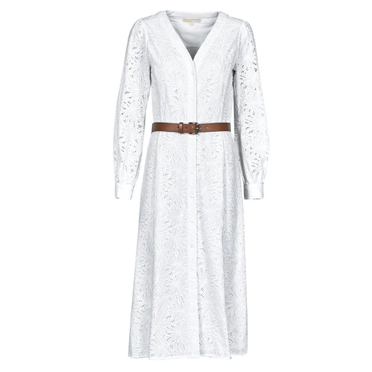 Abito lungo Donna MICHAEL Michael Kors PALM EYELET KATE DRESS Bianco