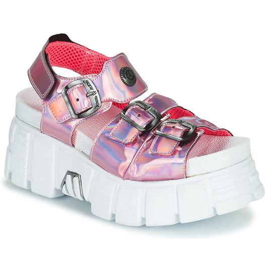 Sandali Donna New Rock DISCO HOLO Rosa