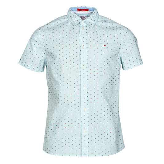 Camicia a maniche corte Uomo Tommy Jeans  TJM SHORTSLEEVE DOBBY SHIRT  Bianco
