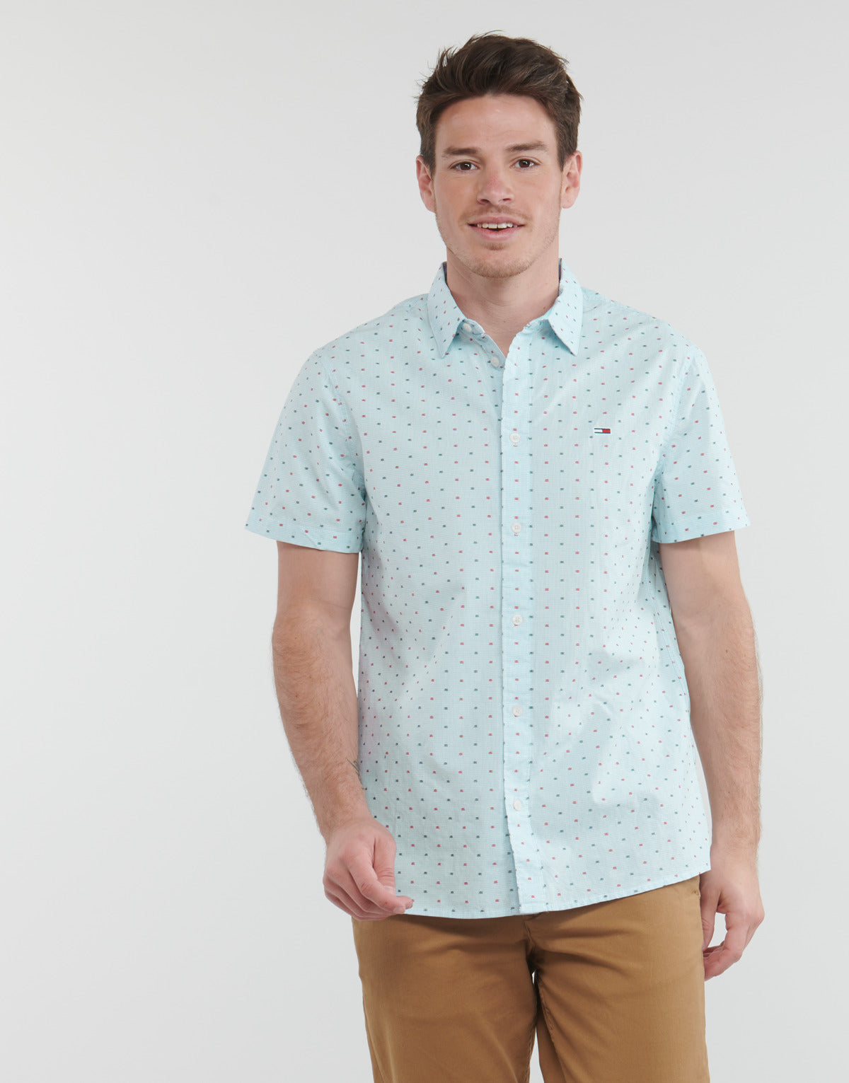 Camicia a maniche corte Uomo Tommy Jeans  TJM SHORTSLEEVE DOBBY SHIRT  Bianco